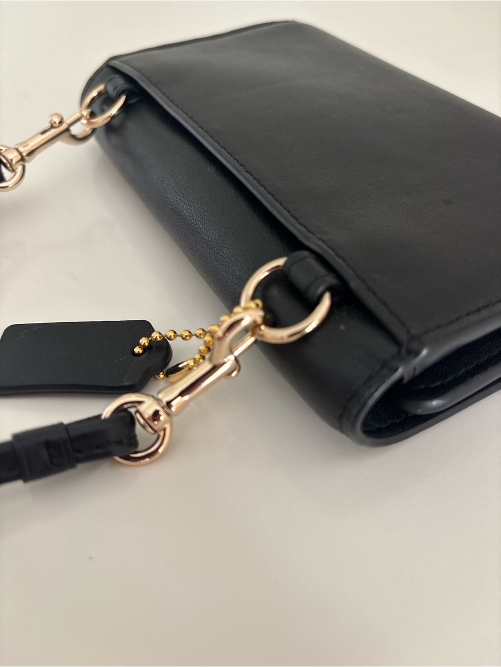 Coach Black Leather Crossbody Wallet with Gold-Tone Button - Picture 7 of 16